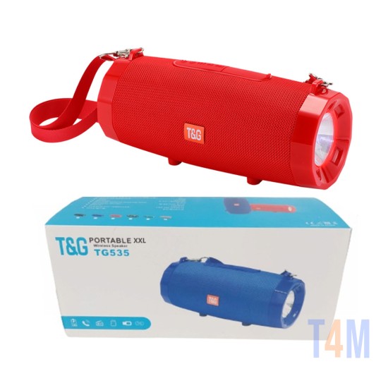 Coluna de Som Sem Fio Portátil T&G Tg-535 com Super Lanterna Vermelho